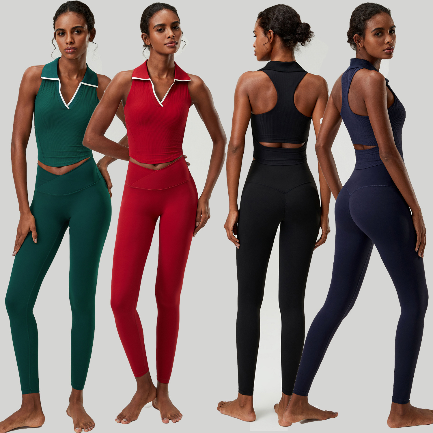Tank Top Ribbed - Conjunto de yoga feminino de 2