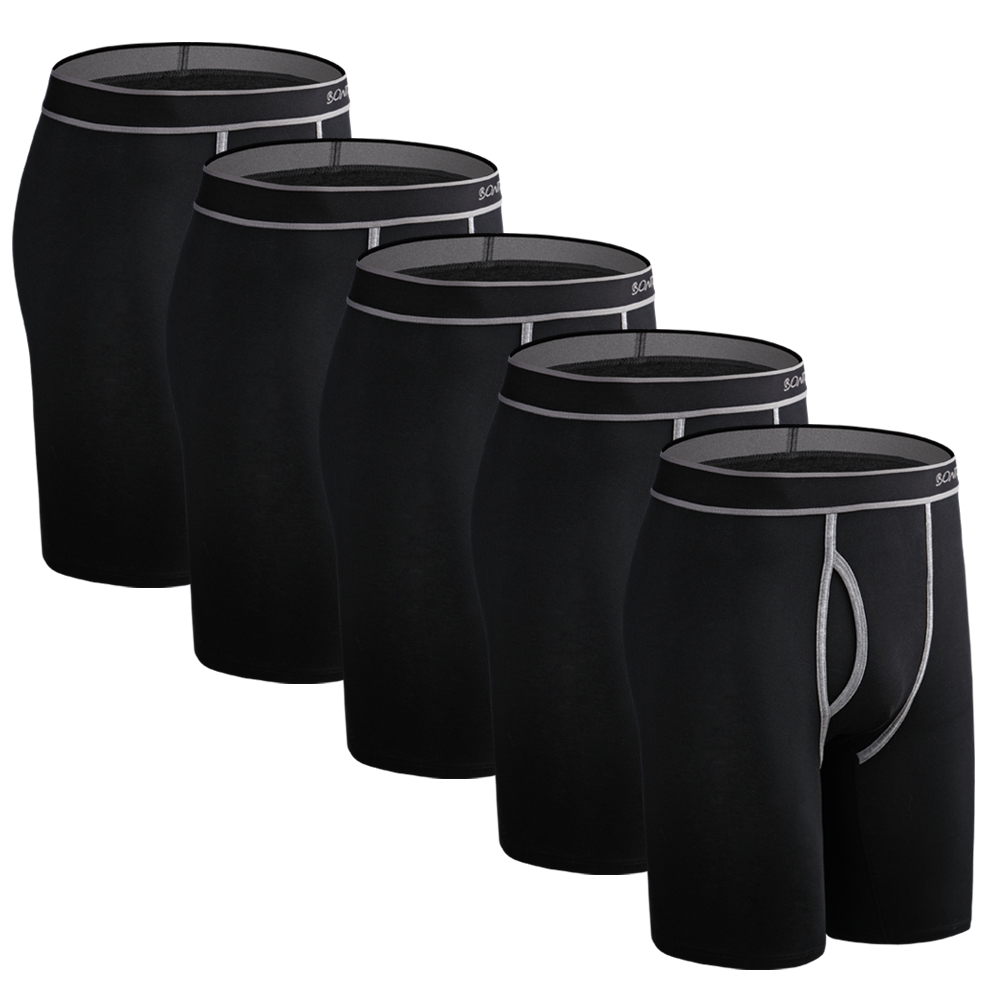 Boxer Brief Pack Cotton - 5 pçs longo boxer dos homens