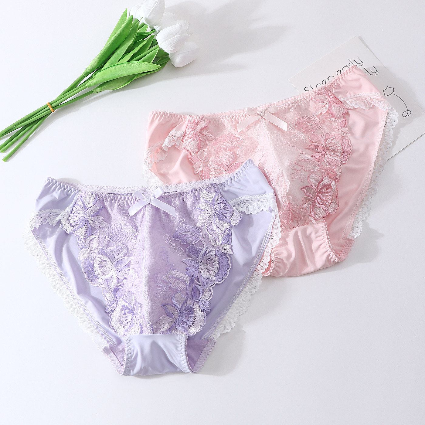 Cuecas de Renda Floral Rosa de - Boxer Brief Pack Cotton avaliação e preço