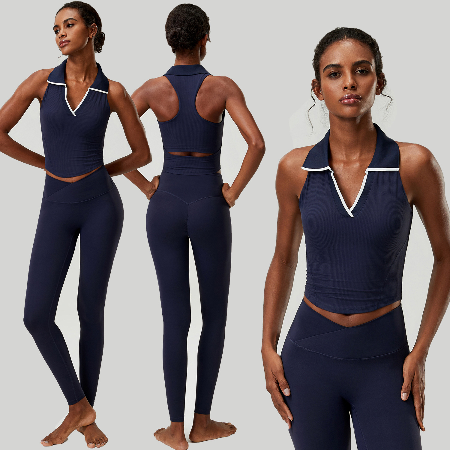 Conjunto de yoga feminino de 2 - Tank Top Ribbed avaliação e preço