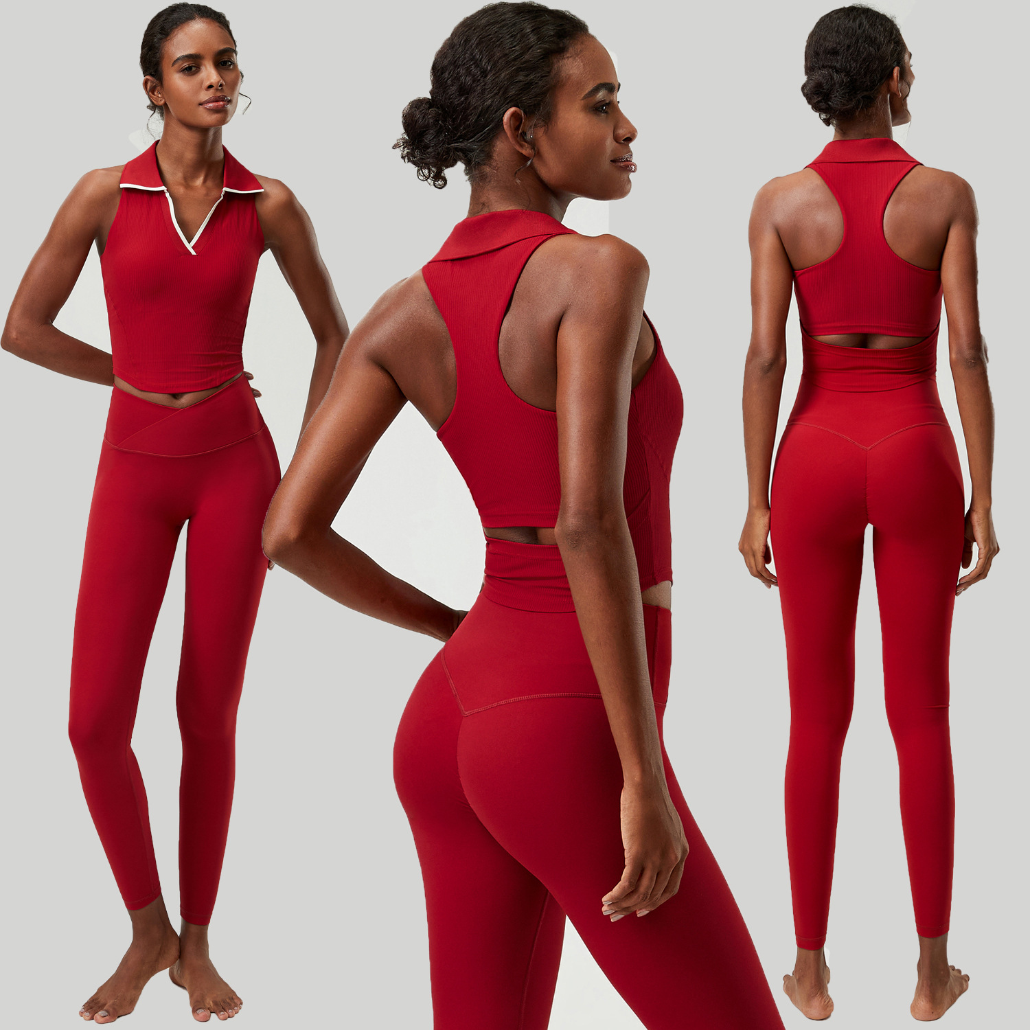 Conjunto de yoga feminino de 2 - Tank Top Ribbed avaliação e preço